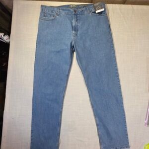 Fort Knox Troy Straight Leg Jeans Mens 42x32 Steel Blue Light Wash FYB0004 NEW